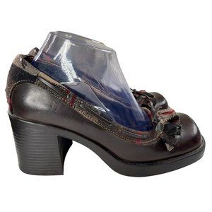 Rampage Women's Serafina Y2K 90s Brown W/Plaid Detail Chunky Heels Size 8.5M EUC